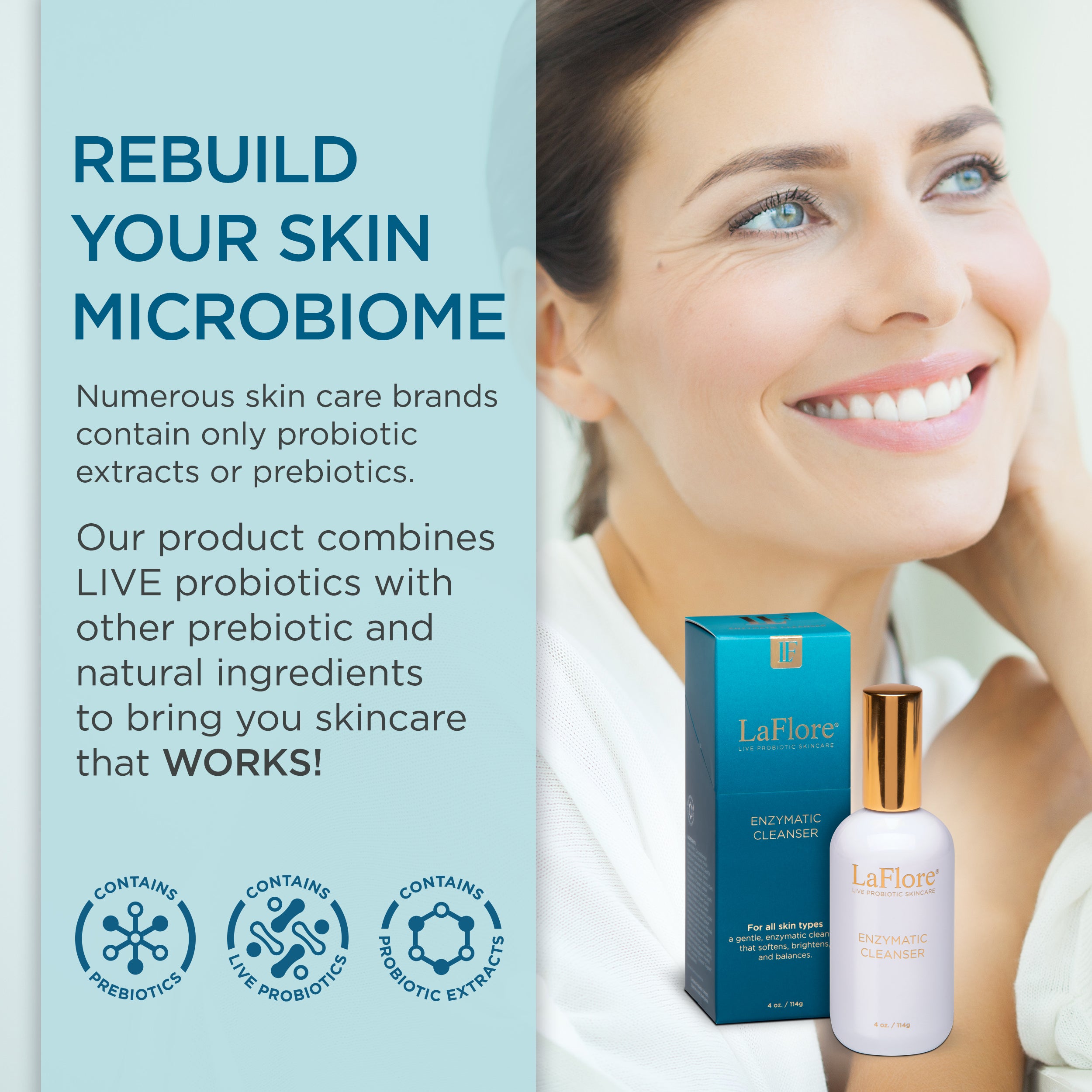 LaFlore Enzymatic Cleanser - Live Probiotic Skin care
