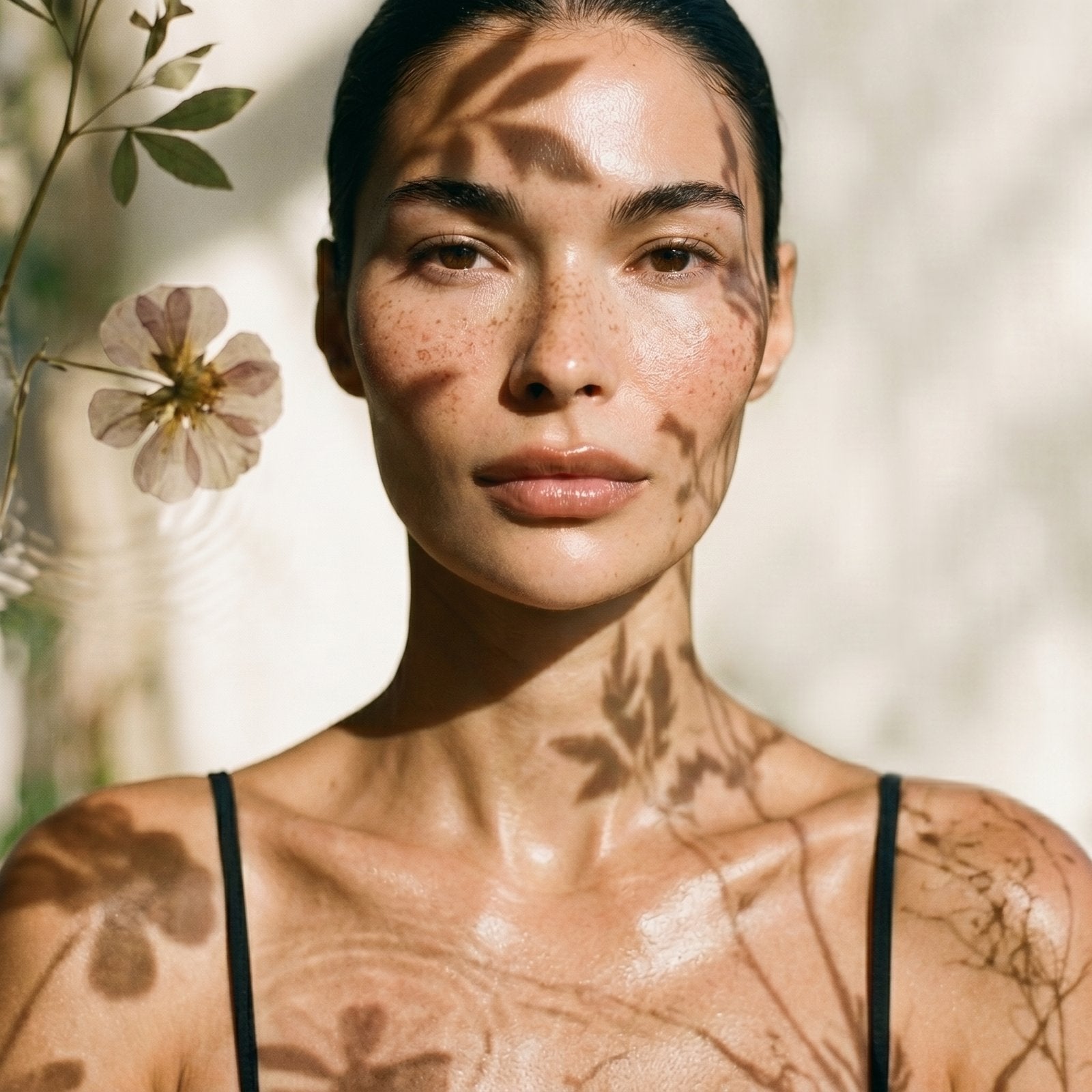 Portrait of calm, healthy skin in natural light